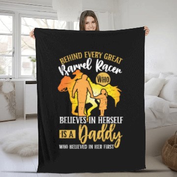 Discover Barrel Racing Dad Rodeo Equestrian Horse Barrel Fleece Blankets