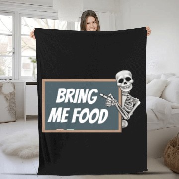 Discover Bring Me Food Please, Blackboard Skeleton Teacher Fleece Blankets