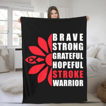 Discover Stroke Awareness Brave Strong Grateful Stroke Fleece Blankets