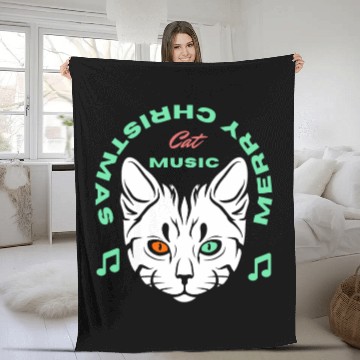 Discover CAT MUSIC New Year 2023 animals Fleece Blankets Classic