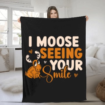 Discover I Moose Seeing Your Smile Animal Alces Deer Fleece Blankets