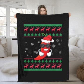 Discover Cool Pepper Chili Christmas Fleece Blankets Chili Ugly Xmas