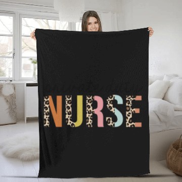 Discover Private-Duty Nurse Leopard Print Registered RN Fleece Blankets