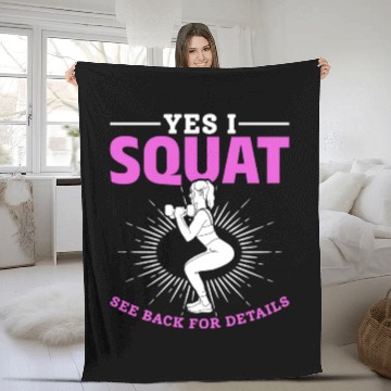 Discover Women Squat Weightlifting Gym Workout Fleece Blankets