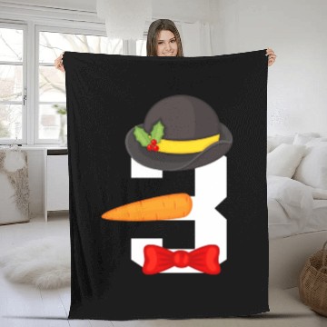Discover Number 3 Snowman Christmas For 3 Year Old Kids Fleece Blankets