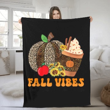 Discover Groovy Fall Vibes Teacher Life Pumpkin Fleece Blankets