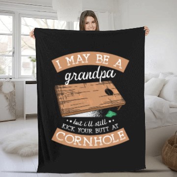 Discover I'll Still Kick Your Butt At Cornhole Grandpa Fleece Blankets