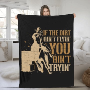 Discover Barrel Racing Dirt Rodeo Equestrian Horse Barrel Fleece Blankets