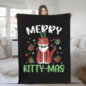 Discover Merry Kitty-mas Christmas Day Cat Lover Kitty Meow Fleece Blankets