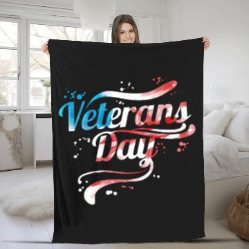 Discover US Flag Colored Logo For Veterans Day Fleece Blankets