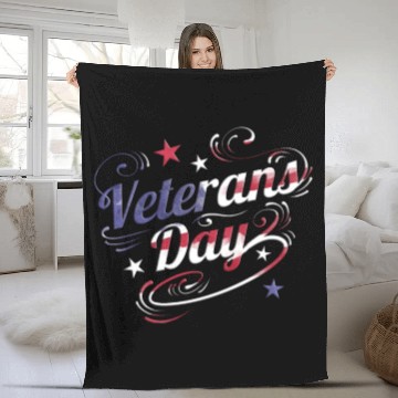 Discover US Flag Colored Logo For Veterans Day Fleece Blankets