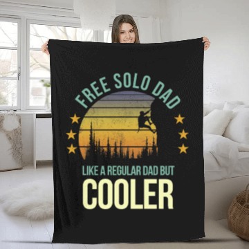 Discover Funny Free Solo Dad Cool Rock Climbing Climber Fleece Blankets