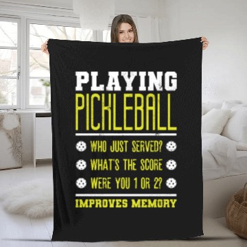 Discover Playing Pickleball improves memory Fleece Blankets