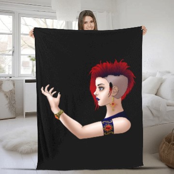Discover Goth Punk Girl Fleece Blankets