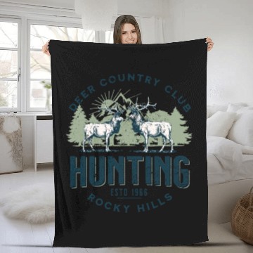 Discover Deer country club Fleece Blankets