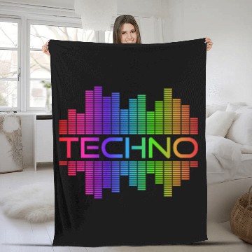 Discover Techno Music Rainbow Spectrum Hard Dark Acid Fleece Blankets