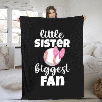 Discover Little Sister Biggest Fan, Baseball Fleece Blankets