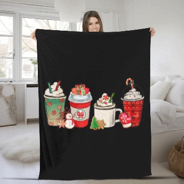 Discover Merry Christmas Coffee Snowman Latte Peppermint Fleece Blankets