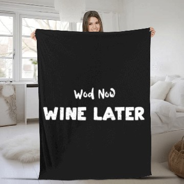 Discover Wod Now Wine Later - Workout Fleece Blankets