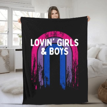 Discover Lovin' Girls & Boys Bisexual LGBTQ Bi Pride Fleece Blankets