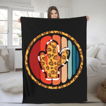 Discover Western Cow Cactus Fleece Blankets