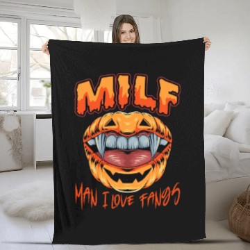Discover MILF Man I Love Fangs Funny gift Halloween Vampire Fleece Blankets