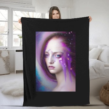 Discover The Purple Haired Woman Fleece Blankets