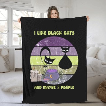 Discover Halloween Funny Black Cats Purple Sunset Fleece Blankets