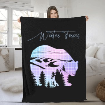 Discover Winter stories Bear Trees Pastel Rainbow Fleece Blankets