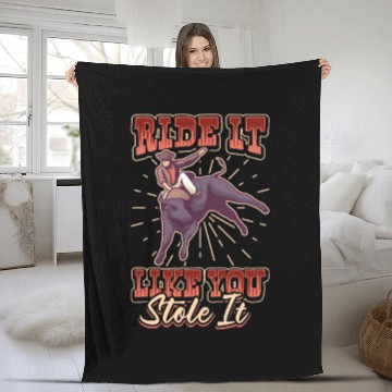 Discover Rodeo Bull Riding Livestock Show Farmer Cattle Fleece Blankets