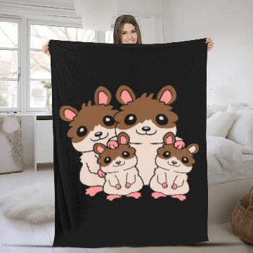 Discover Friendly hamster family kids Fleece Blankets