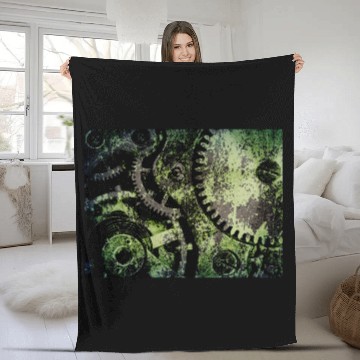 Discover Clock Mechanism Copper Oxide Steampunk Abstract Fleece Blankets