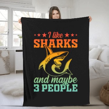 Discover I Like Sharks & Maybe 3 People - Sharkfish White S Fleece Blankets