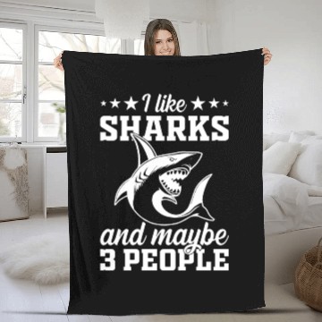 Discover I Like Sharks & Maybe 3 People - Great White Shark Fleece Blankets
