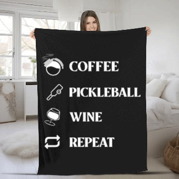 Discover Coffee Pickleball Wine Repeat! Fleece Blankets