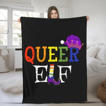 Discover Queer Christmas Elf Gay Pride Fleece Blankets