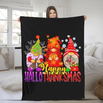 Discover Happy Hallothanksmas Gnomes Lover Halloween Fleece Blankets