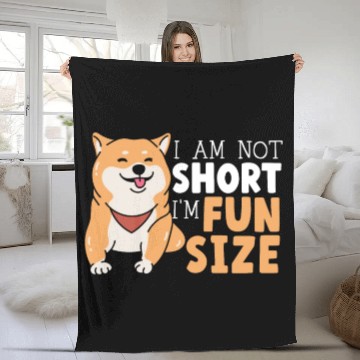 Discover I Am Not Short I'm Fun Size Shiba Inu Japanese Dog Fleece Blankets