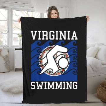 Discover Virginia Flag Swimming Team Swim Swimmer US State Fleece Blankets