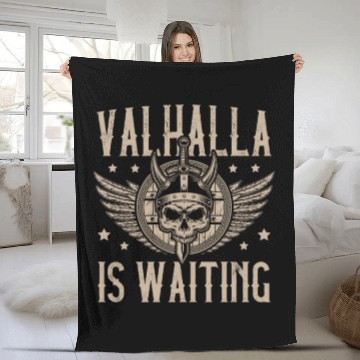 Discover Valhalla is Waiting Pagan Norsemen Viking Warrior Fleece Blankets