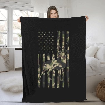Discover Deer Hunting Fast Food Camouflage USA Flag Fleece Blankets