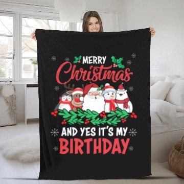 Discover Merry Christmas And Yes Its My Birthday Fleece Blankets