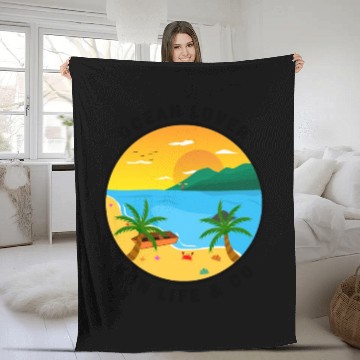 Discover Ocean Lover And Cool Illustration Of A Island Fleece Blankets