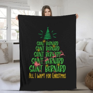 Discover Saint Bernard Christmas Dog breed Christmas Tree Fleece Blankets