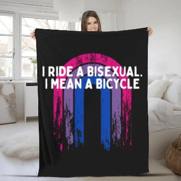 Discover I Ride a Bisexual Bicycle Bi Pun Bi Pride Joke Fleece Blankets