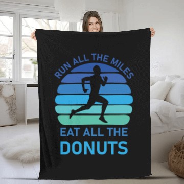 Discover Run All the Miles Eat All the Donuts - Running Fleece Blankets