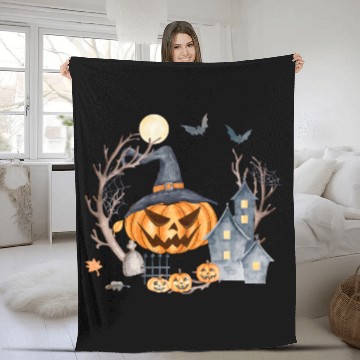 Discover Halloween cute pumpkin pumpkin autumn coffee subli Fleece Blankets