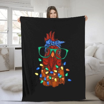 Discover Funny Chicken Farmer Women Christmas Fleece Blankets