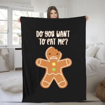 Discover Angry Gingerbread X-mas Do You Want To Eat Me? Fleece Blankets