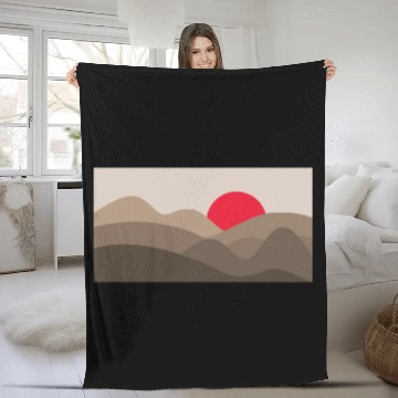 Discover Minimalist Sun Coffee Brown Fleece Blankets